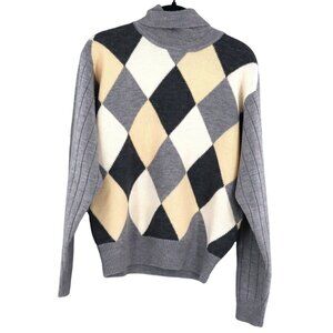 Robert Scott Ltd Pure Wool Sweater Womens M Gray Rich Auntie Core Preppy Vintage